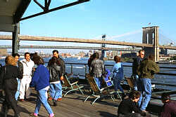 Balcony view of the Brooklyn Bridge